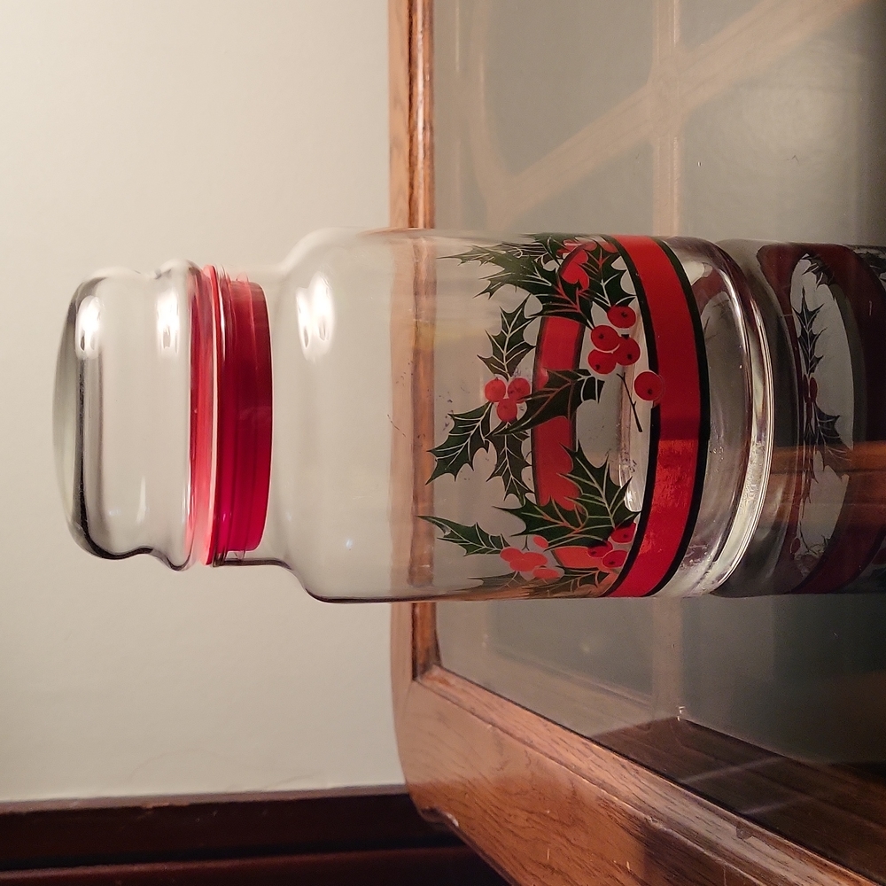 Libbey Glass Holly Canister